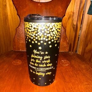 NWT-Black Tumbler with Gold Star Pattern